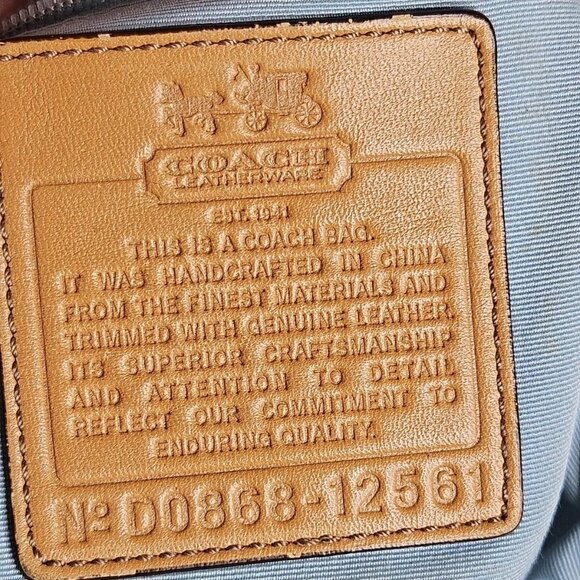 VTG Classic Coach Heritage Tatterall Plaid Bag Tote Blue Stripe #D0868-12561 - Picture 13 of 13